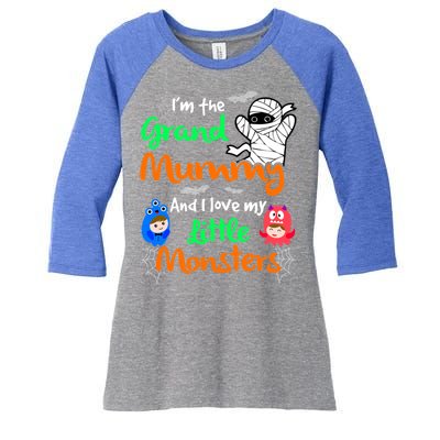 The Grand Mummy Love My Little Monsters Halloween Gift Women's Tri-Blend 3/4-Sleeve Raglan Shirt