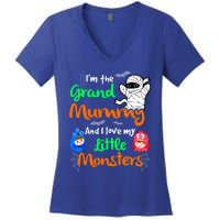 The Grand Mummy Love My Little Monsters Halloween Gift Women's V-Neck T-Shirt