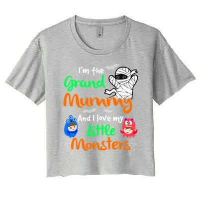 The Grand Mummy Love My Little Monsters Halloween Gift Women's Crop Top Tee