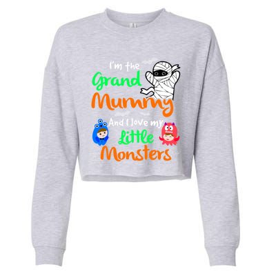 The Grand Mummy Love My Little Monsters Halloween Gift Cropped Pullover Crew