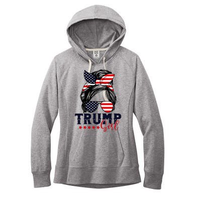 Trump Girl Messy Bun 2024 Election Women's Fleece Hoodie