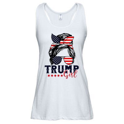 Trump Girl Messy Bun 2024 Election Ladies Essential Flowy Tank