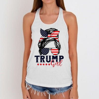 Trump Girl Messy Bun 2024 Election Women's Knotted Racerback Tank