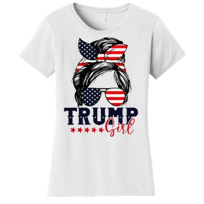 Trump Girl Messy Bun 2024 Election Women's T-Shirt