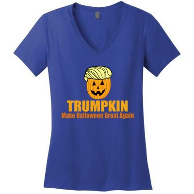 Trumpkin Gift Make Halloween Great Again Gift Funny Trump Maga Gift Women's V-Neck T-Shirt