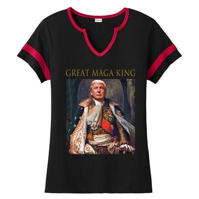 The Great Maga King Funny Trump Ultra Maga King Ladies Halftime Notch Neck Tee