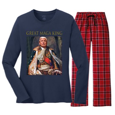 The Great Maga King Funny Trump Ultra Maga King Women's Long Sleeve Flannel Pajama Set 