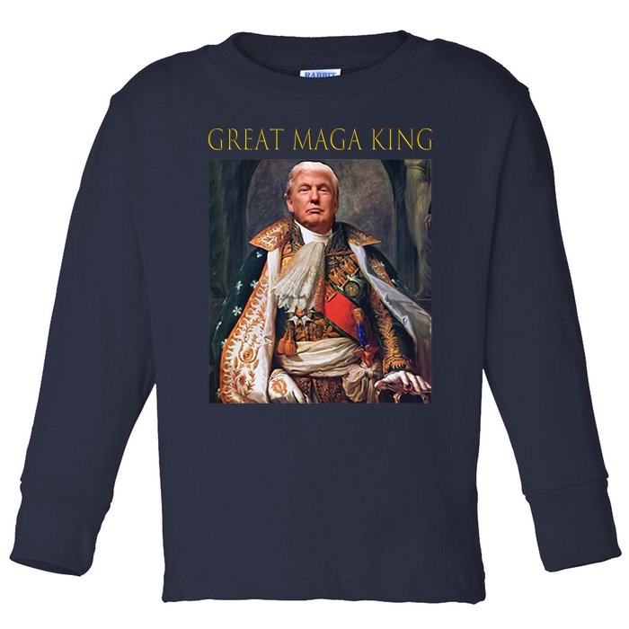 The Great Maga King Funny Trump Ultra Maga King Toddler Long Sleeve Shirt