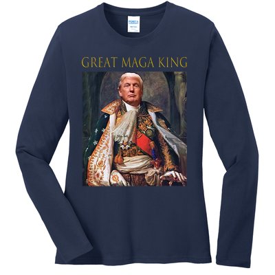 The Great Maga King Funny Trump Ultra Maga King Ladies Long Sleeve Shirt