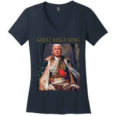 The Great Maga King Funny Trump Ultra Maga King Women's V-Neck T-Shirt