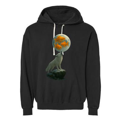 Three Goldfish Moon Garment-Dyed Fleece Hoodie