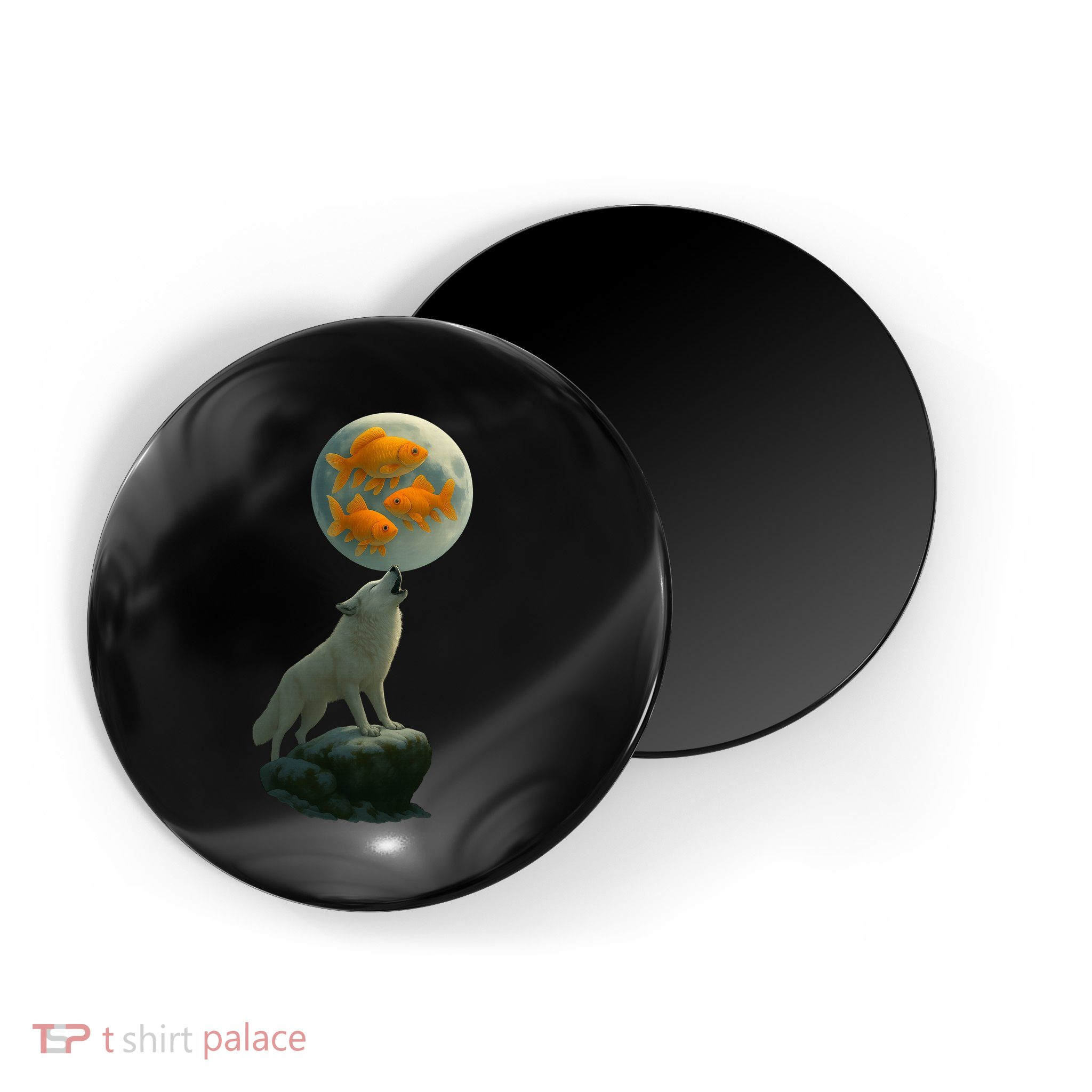 Three Goldfish Moon Magnet