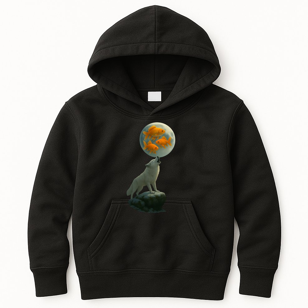 Three Goldfish Moon Kids Hoodie