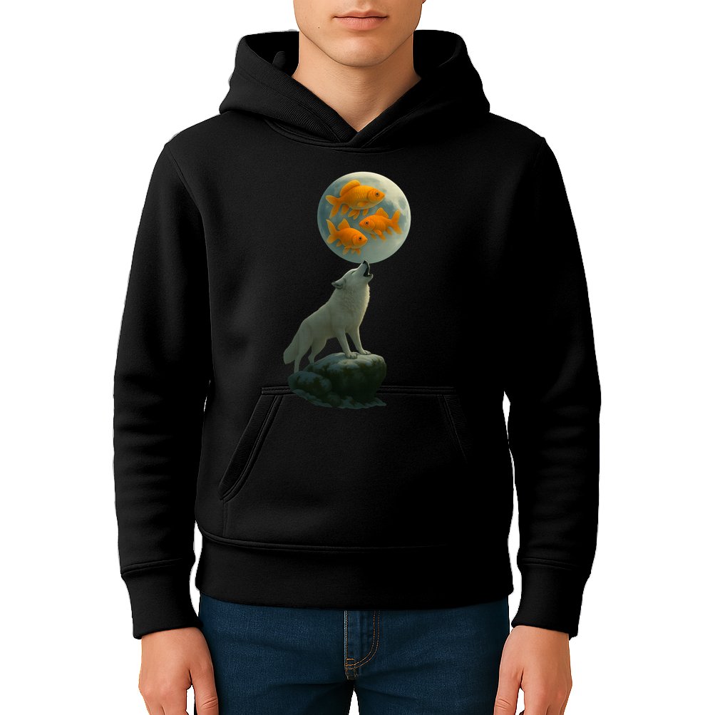 Three Goldfish Moon Kids Hoodie