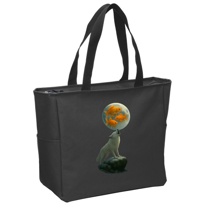 Three Goldfish Moon Zip Tote Bag