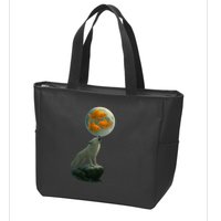 Three Goldfish Moon Zip Tote Bag