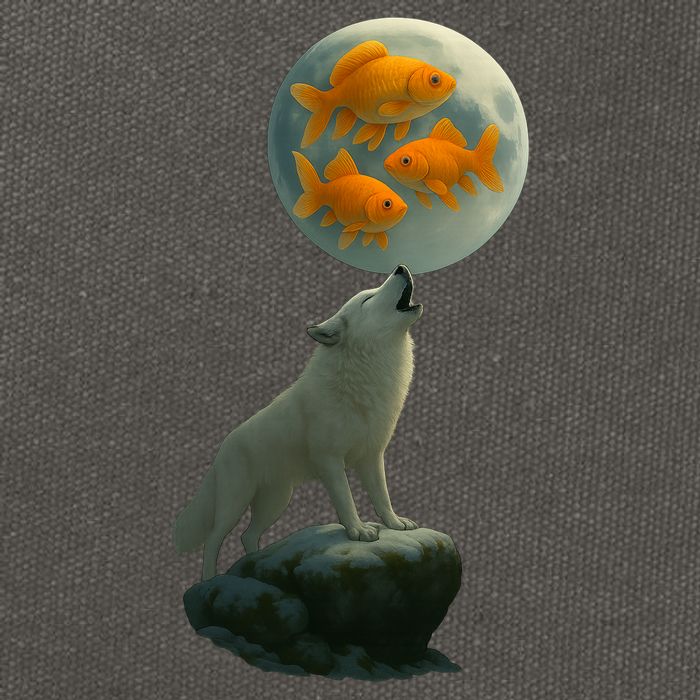 Three Goldfish Moon Cotton Canvas Backpack