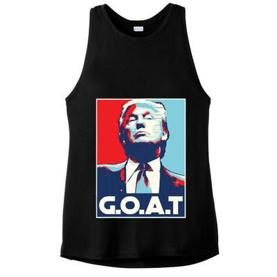 Trump Goat Middle Finger Election 2024 Republican Poster Ladies PosiCharge Tri-Blend Wicking Tank