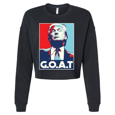 Trump Goat Middle Finger Election 2024 Republican Poster Cropped Pullover Crew