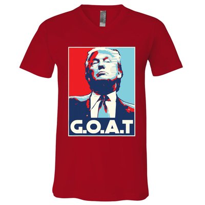 Trump Goat Middle Finger Election 2024 Republican Poster V-Neck T-Shirt