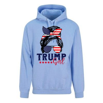 Trump Girl Messy Bun Trump 2024 Election American Flag Unisex Surf Hoodie