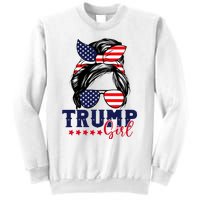 Trump Girl Messy Bun Trump 2024 Election American Flag Sweatshirt