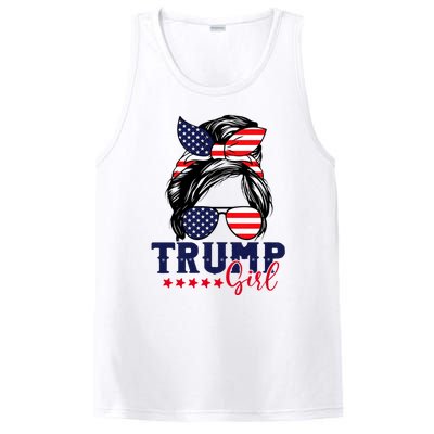 Trump Girl Messy Bun Trump 2024 Election American Flag PosiCharge Competitor Tank