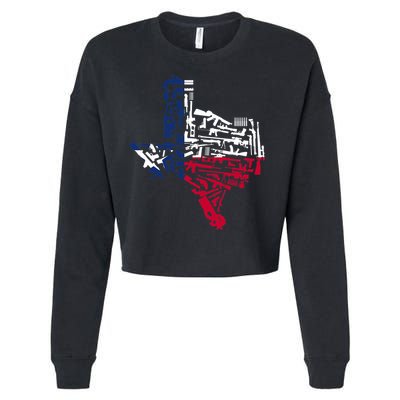 Texas gun map 2nd amendment Cropped Pullover Crew