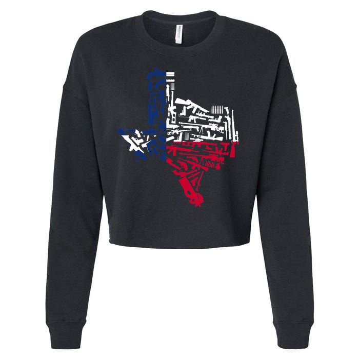 Texas gun map 2nd amendment Cropped Pullover Crew