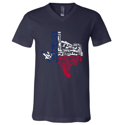 Texas gun map 2nd amendment V-Neck T-Shirt