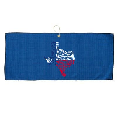 Texas gun map 2nd amendment Large Microfiber Waffle Golf Towel