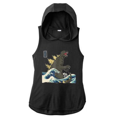 THE GREAT MONSTER OFF KANAGAWA TeamGodzilla Wave Poster Ladies PosiCharge Tri-Blend Wicking Draft Hoodie Tank