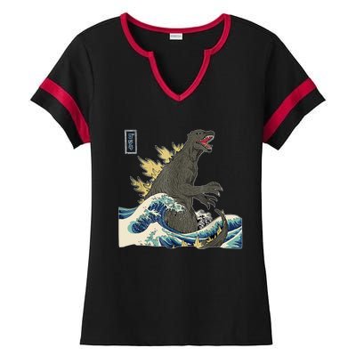 THE GREAT MONSTER OFF KANAGAWA TeamGodzilla Wave Poster Ladies Halftime Notch Neck Tee