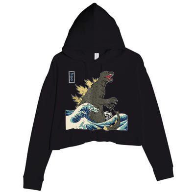 THE GREAT MONSTER OFF KANAGAWA TeamGodzilla Wave Poster Crop Fleece Hoodie