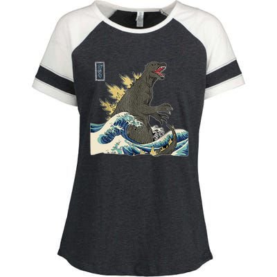 THE GREAT MONSTER OFF KANAGAWA TeamGodzilla Wave Poster Enza Ladies Jersey Colorblock Tee