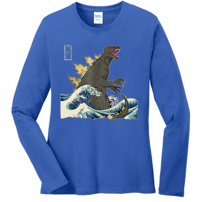 THE GREAT MONSTER OFF KANAGAWA TeamGodzilla Wave Poster Ladies Long Sleeve Shirt