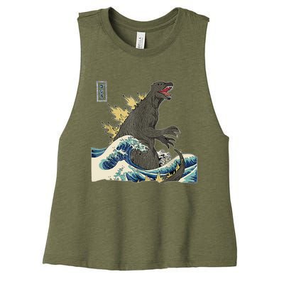 THE GREAT MONSTER OFF KANAGAWA TeamGodzilla Wave Poster Women's Racerback Cropped Tank