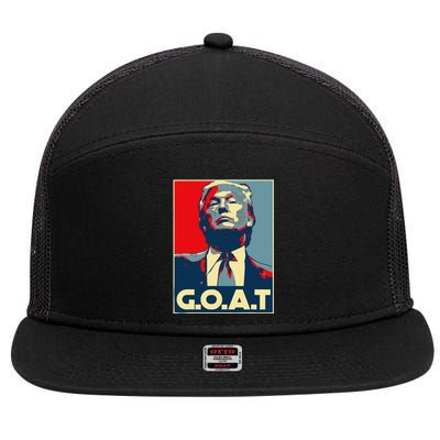 Trump GOAT Middle Finger Election 2024 Republican Poster 7 Panel Mesh Trucker Snapback Hat