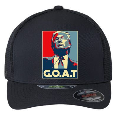 Trump GOAT Middle Finger Election 2024 Republican Poster Flexfit Unipanel Trucker Cap