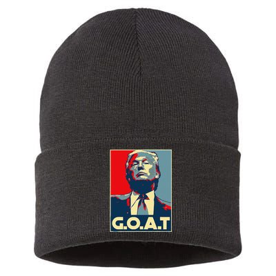 Trump GOAT Middle Finger Election 2024 Republican Poster Sustainable Knit Beanie