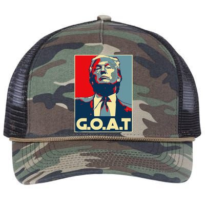 Trump GOAT Middle Finger Election 2024 Republican Poster Retro Rope Trucker Hat Cap