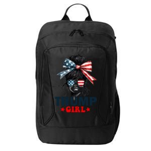 Trump Girl Messy Bun Sunglasses Trump 2024 Election Usa Flag City Backpack