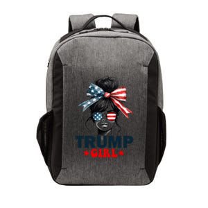 Trump Girl Messy Bun Sunglasses Trump 2024 Election Usa Flag Vector Backpack