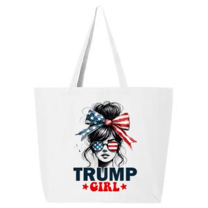 Trump Girl Messy Bun Sunglasses Trump 2024 Election Usa Flag 25L Jumbo Tote