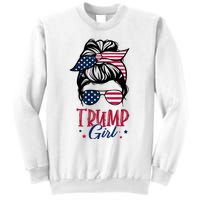 Trump Girl Messy Bun Trump 2024 Election American Flag Funny Hoodie Sweatshirt