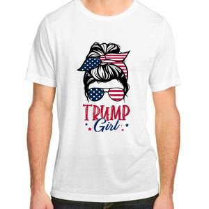 Trump Girl Messy Bun Trump 2024 Election American Flag Funny Hoodie Adult ChromaSoft Performance T-Shirt