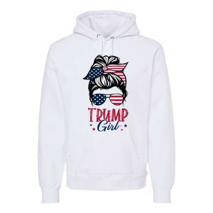 Trump Girl Messy Bun Trump 2024 Election American Flag Funny Hoodie Premium Hoodie