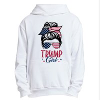 Trump Girl Messy Bun Trump 2024 Election American Flag Funny Hoodie Urban Pullover Hoodie