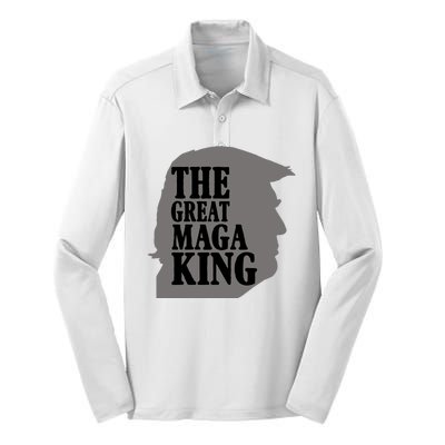 The Great Maga King Donald Trump Silk Touch Performance Long Sleeve Polo