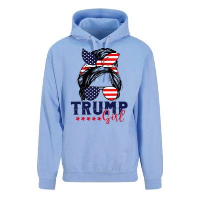 Trump Girl Messy Bun Trump 2024 Election American Flag Unisex Surf Hoodie